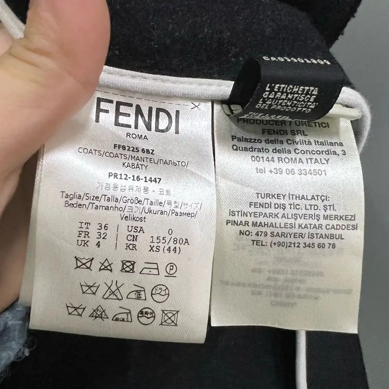 Fendi Fendi Women's Black Cotton Midi Coat 0089 Size ONE SIZE - 3 Thumbnail