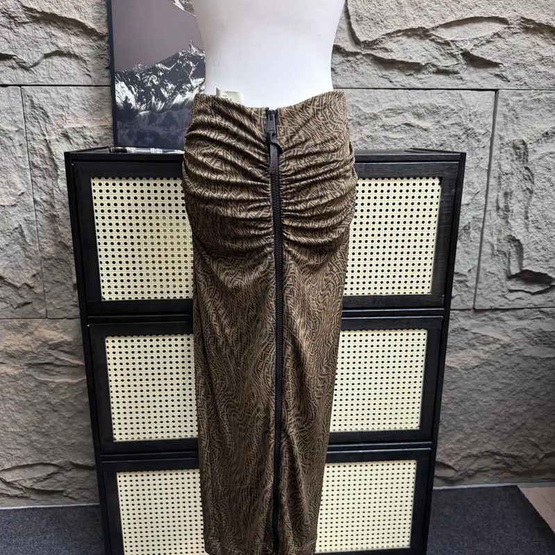 Fendi Fendi Brown Patterned Midi Skirt 0089 Size 23" - 4 Thumbnail