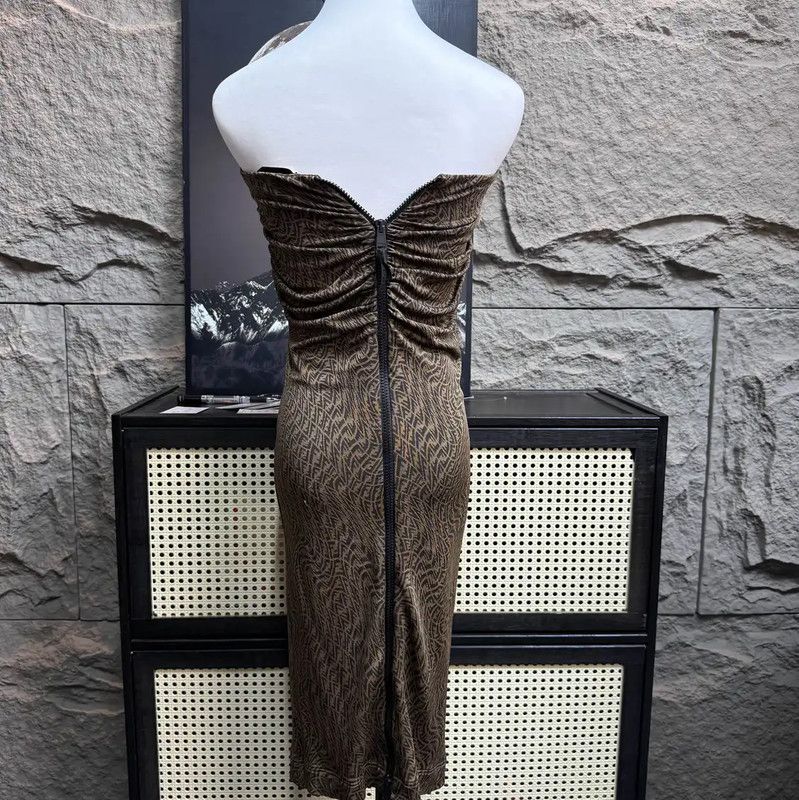 Fendi Fendi Brown Patterned Midi Skirt 0089 Size 23" - 2 Thumbnail