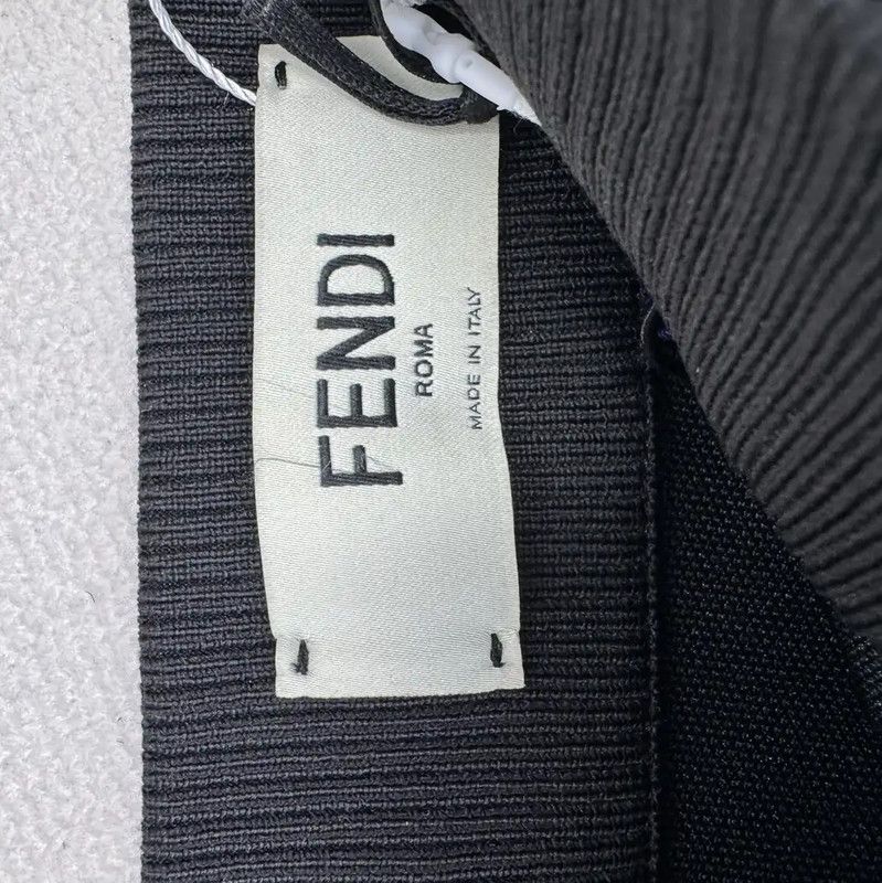 Fendi Fendi Black Midi Skirt with Logo 0089 Size 22" - 4 Thumbnail