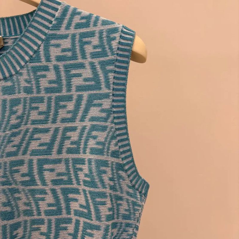 Fendi Fendi Sleeveless Bodycon Dress in Blue 0089 Size M / US 6-8 / IT 42-44 - 8 Thumbnail