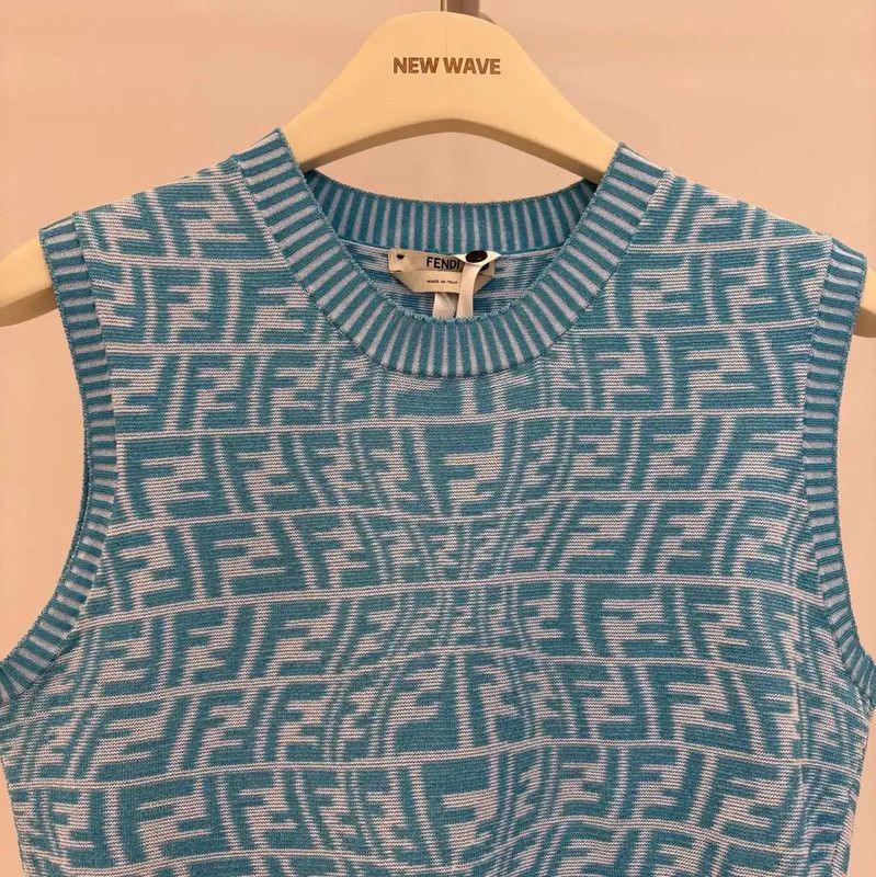 Fendi Fendi Sleeveless Bodycon Dress in Blue 0089 Size M / US 6-8 / IT 42-44 - 7 Thumbnail