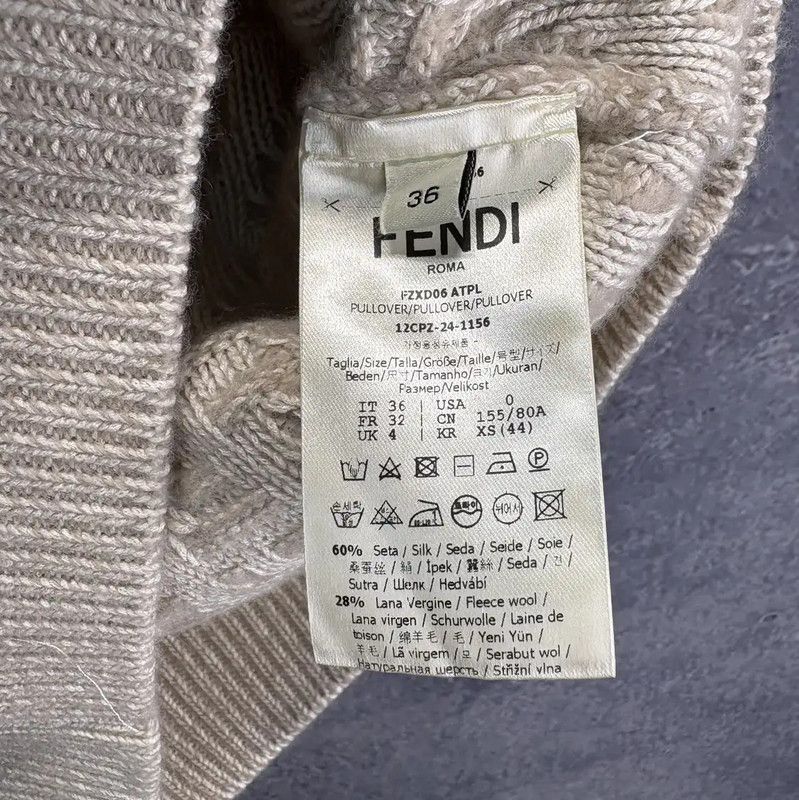 Fendi Fendi Short-Sleeve Knit Sweater in Cream 0089 Size S / US 4 / IT 40 - 4 Thumbnail