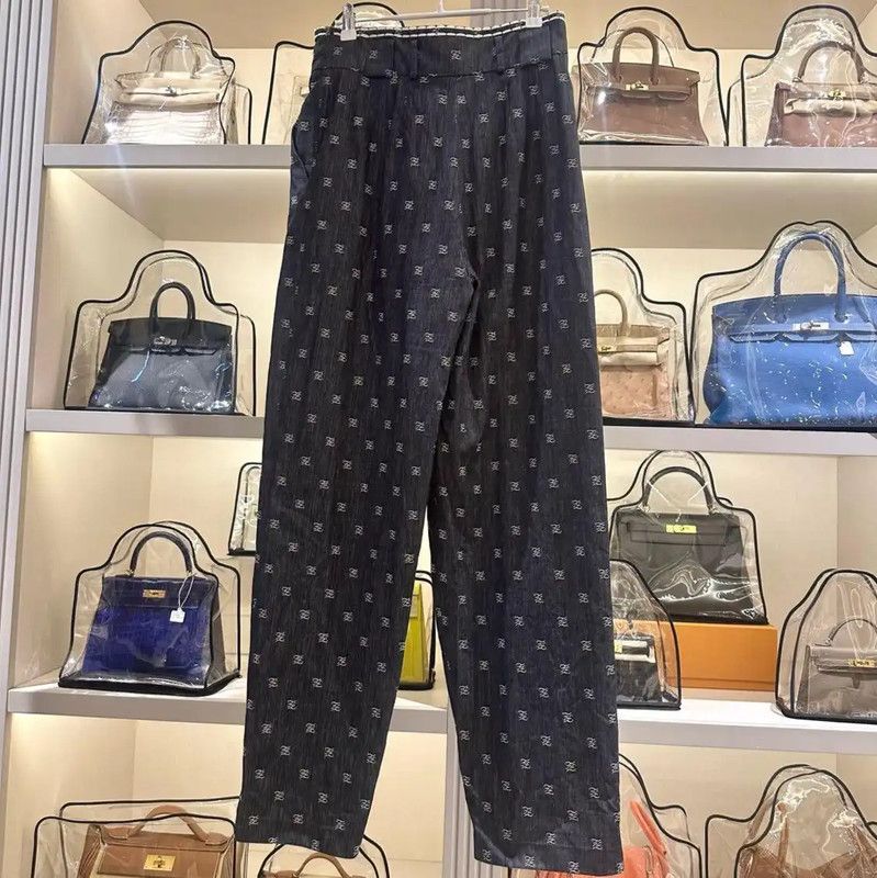 Fendi Fendi Summer Gray Cotton Logo Casual Pants 0089 Size 24" / US 00 / IT 34 - 2 Thumbnail