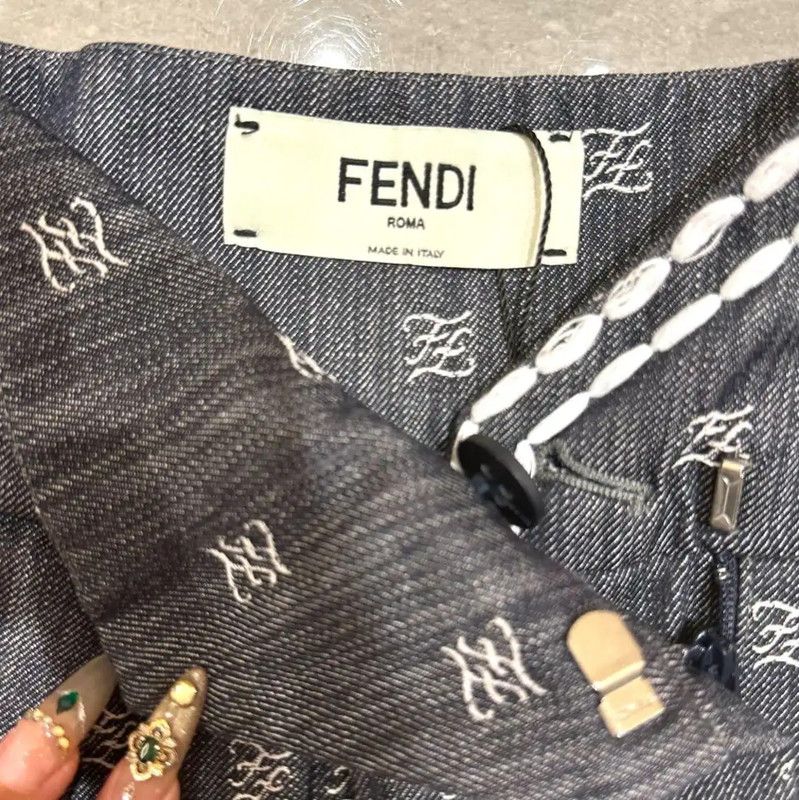 Fendi Fendi Summer Gray Cotton Logo Casual Pants 0089 Size 24" / US 00 / IT 34 - 3 Thumbnail