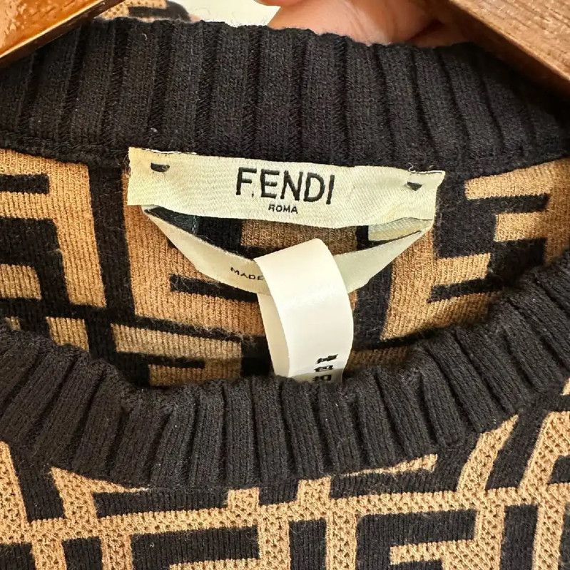 Fendi FENDI Brown Cotton Women’s Sweater 0089 Size L / US 10 / IT 46 - 3 Thumbnail
