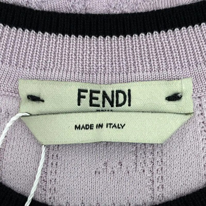Fendi Fendi Lilac Cotton Knit Short Sleeve Sweater 0089 Size S / US 4 / IT 40 - 5 Thumbnail