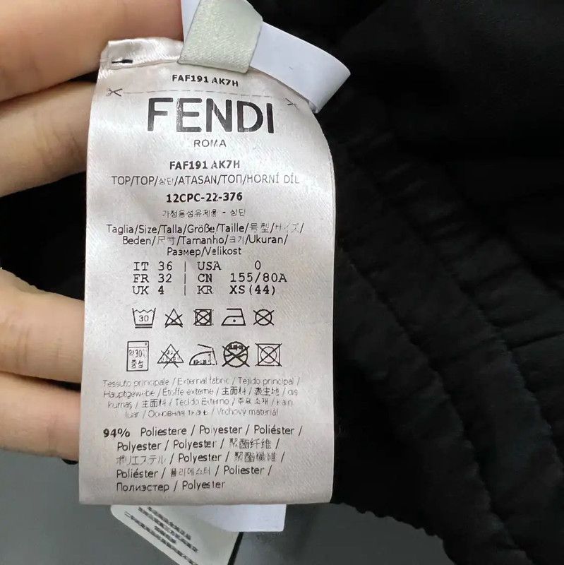 Fendi Fendi Black Cotton Long Sleeve Cropped Hoodie 0089 Size ONE SIZE - 5 Thumbnail