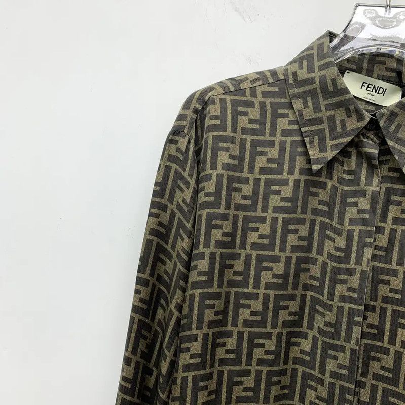 Fendi Fendi Brown Silk Women's Shirt 0089 Size M / US 6-8 / IT 42-44 - 3 Thumbnail