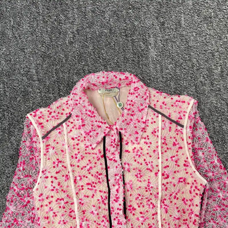 Fendi Fendi Pink Floral Nylon Women's Dress 0089 Size M / US 6-8 / IT 42-44 - 2 Thumbnail
