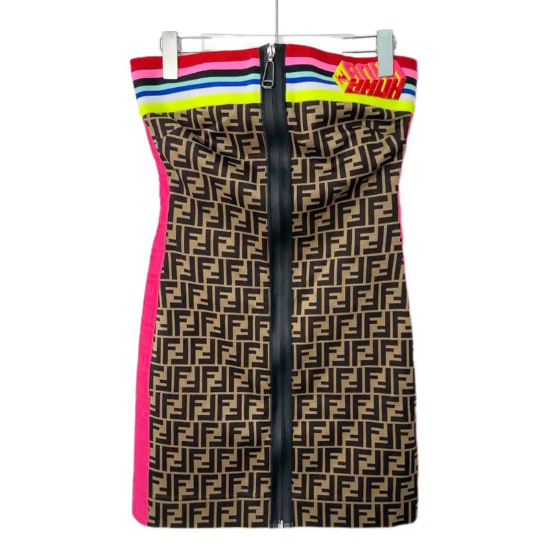 Fendi Fendi Khaki Cotton Blend Dress for Women 0089 Size XL / US 12-14 / IT 48-50 - 2 Thumbnail