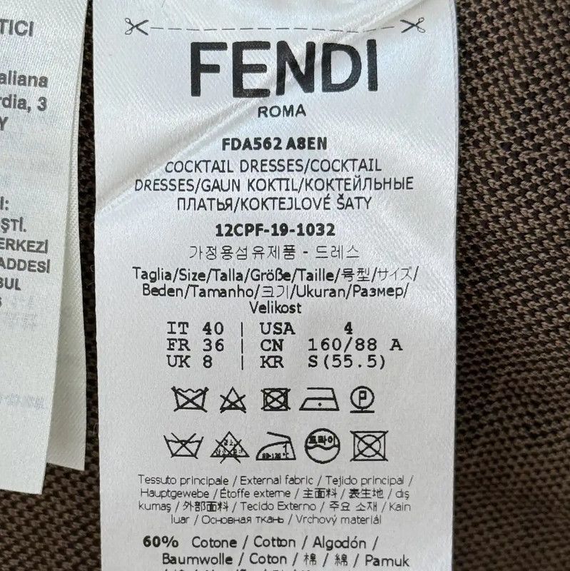 Fendi Fendi Khaki Cotton Blend Dress for Women 0089 Size XL / US 12-14 / IT 48-50 - 5 Thumbnail