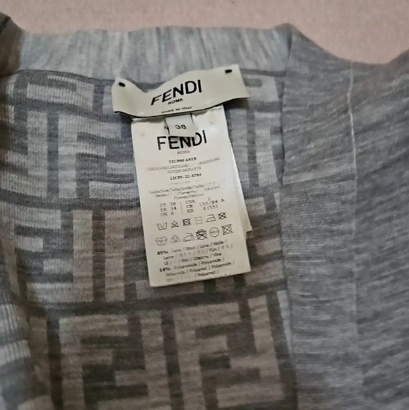 Fendi Fendi Women's Gray Wool Cardigan 0089 Size M / US 6-8 / IT 42-44 - 3 Thumbnail