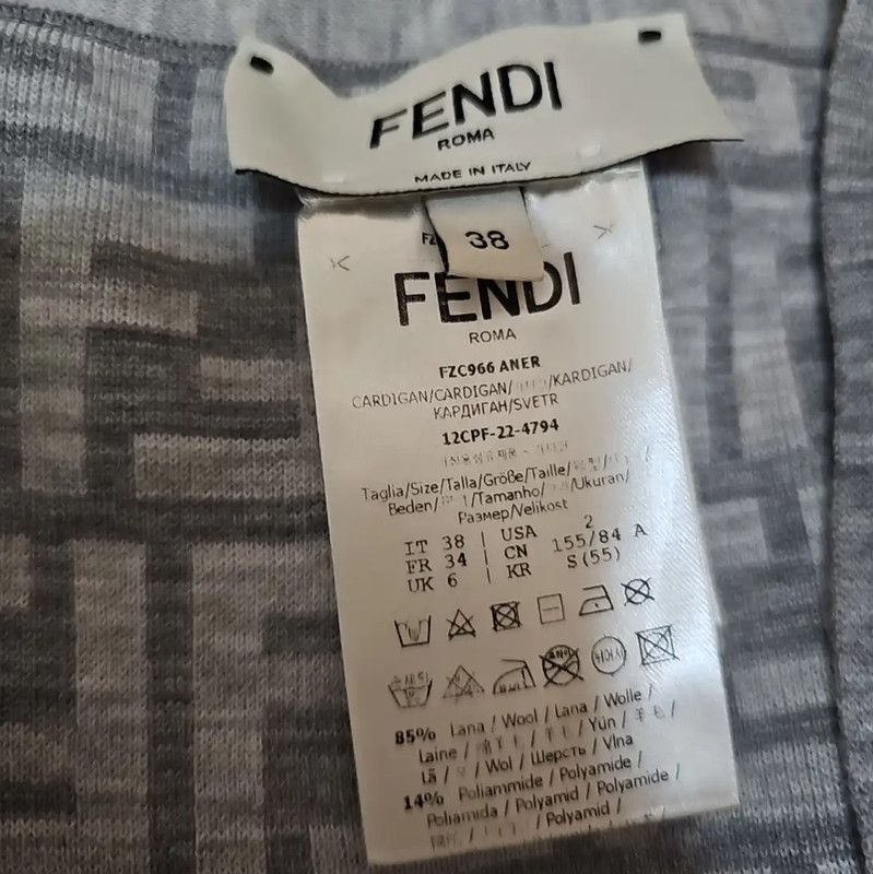 Fendi Fendi Women's Gray Wool Cardigan 0089 Size M / US 6-8 / IT 42-44 - 4 Thumbnail