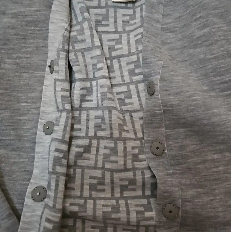 Fendi Fendi Women's Gray Wool Cardigan 0089 Size M / US 6-8 / IT 42-44 - 5 Thumbnail