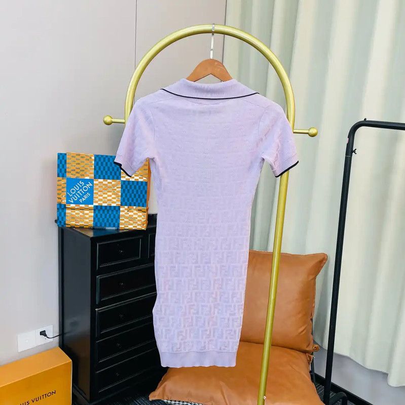 Fendi Fendi Pink Cotton Dress for Women 0089 Size M / US 6-8 / IT 42-44 - 2 Thumbnail