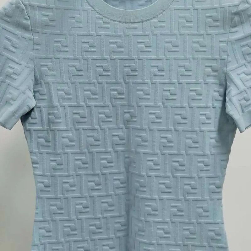 Fendi Fendi Summer Light Blue Short Sleeve T-Shirt 0089 Size L / US 10 / IT 46 - 5 Thumbnail