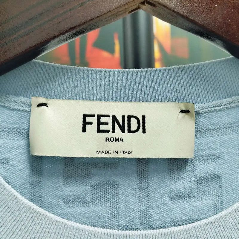 Fendi Fendi Summer Light Blue Short Sleeve T-Shirt 0089 Size L / US 10 / IT 46 - 3 Thumbnail