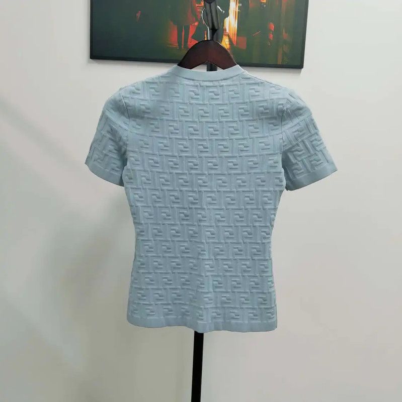 Fendi Fendi Summer Light Blue Short Sleeve T-Shirt 0089 Size L / US 10 / IT 46 - 2 Thumbnail