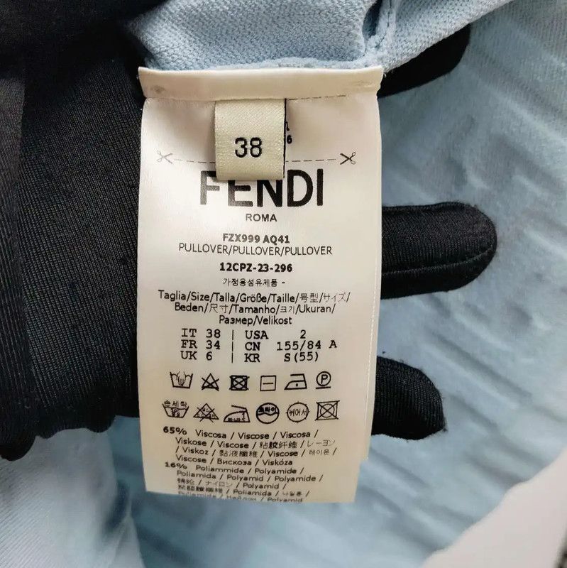 Fendi Fendi Summer Light Blue Short Sleeve T-Shirt 0089 Size L / US 10 / IT 46 - 4 Thumbnail