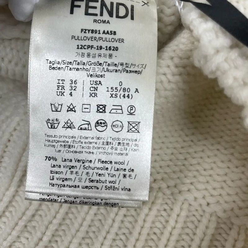 Fendi Fendi White Wool Knit Sweater for Women 0089 Size XS / US 0-2 / IT 36-38 - 5 Thumbnail