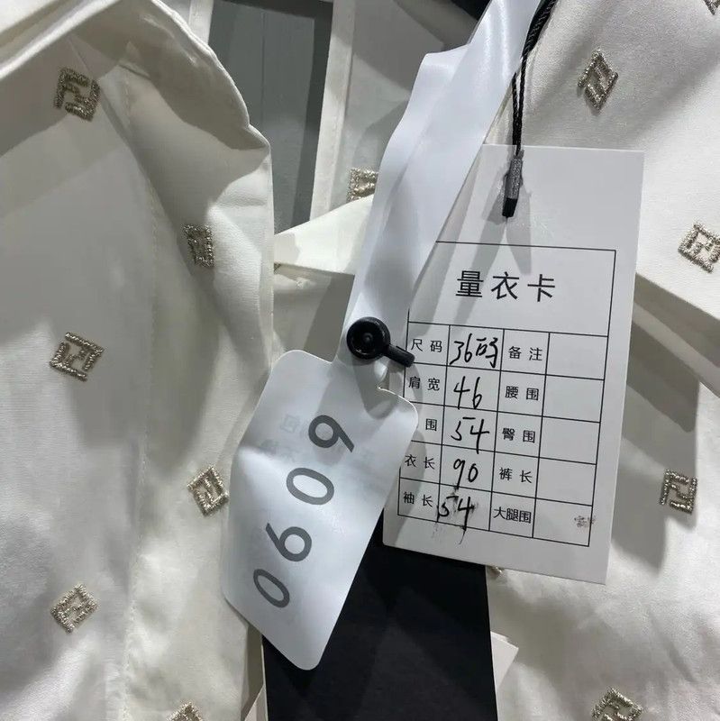 Fendi FENDI Women's White Polyester Shirt with Embroidery 0089 Size S / US 4 / IT 40 - 6 Thumbnail