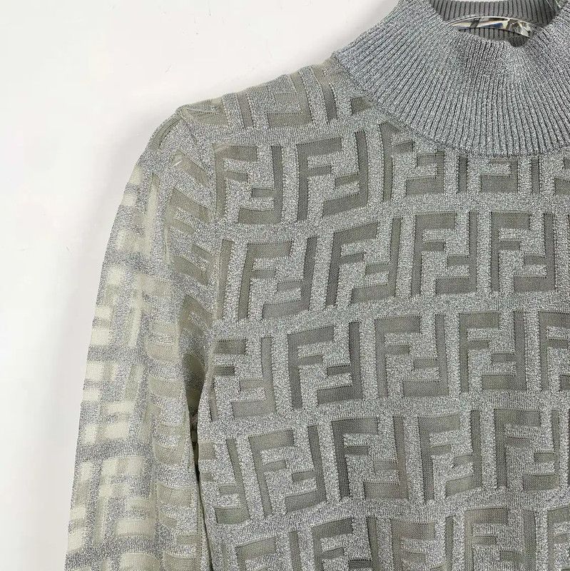 Fendi FENDI Gray Knitted Sweater for Women 0089 Size M / US 6-8 / IT 42-44 - 3 Thumbnail