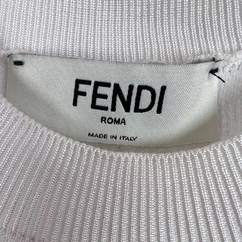 Fendi Fendi White Cotton Short Sleeve Dress 0089 Size S / US 4 / IT 40 - 3 Thumbnail