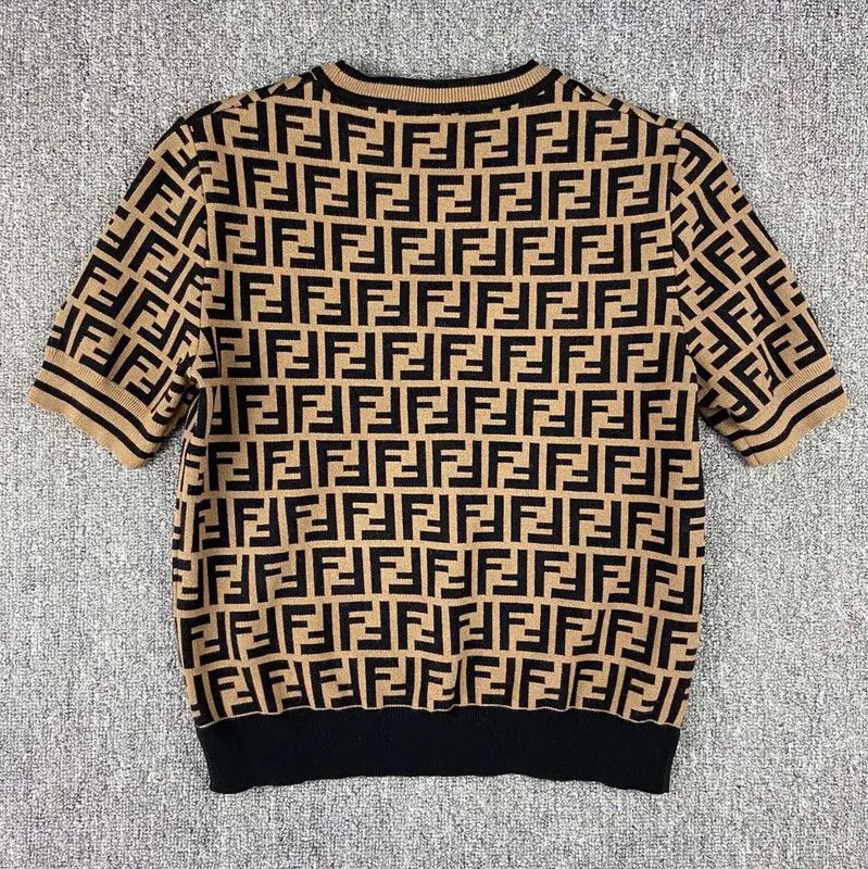Fendi Fendi Beige Knit Graphic Short-Sleeve T-Shirt 0089 Size M / US 6-8 / IT 42-44 - 2 Thumbnail