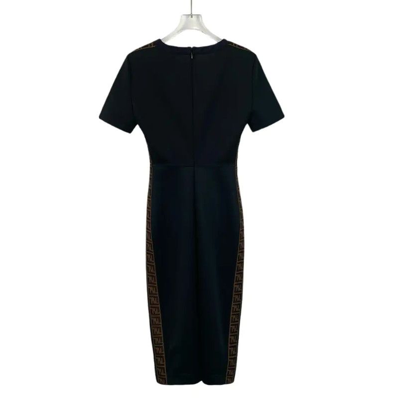 Fendi Fendi Black Midi Dress with Signature Details 0089 Size S / US 4 / IT 40 - 2 Thumbnail