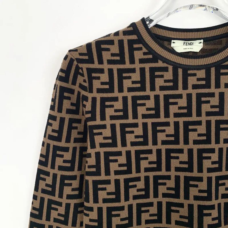 Fendi Fendi Brown Logo Knit Women’s Sweatshirt 0089 Size S / US 4 / IT 40 - 3 Thumbnail