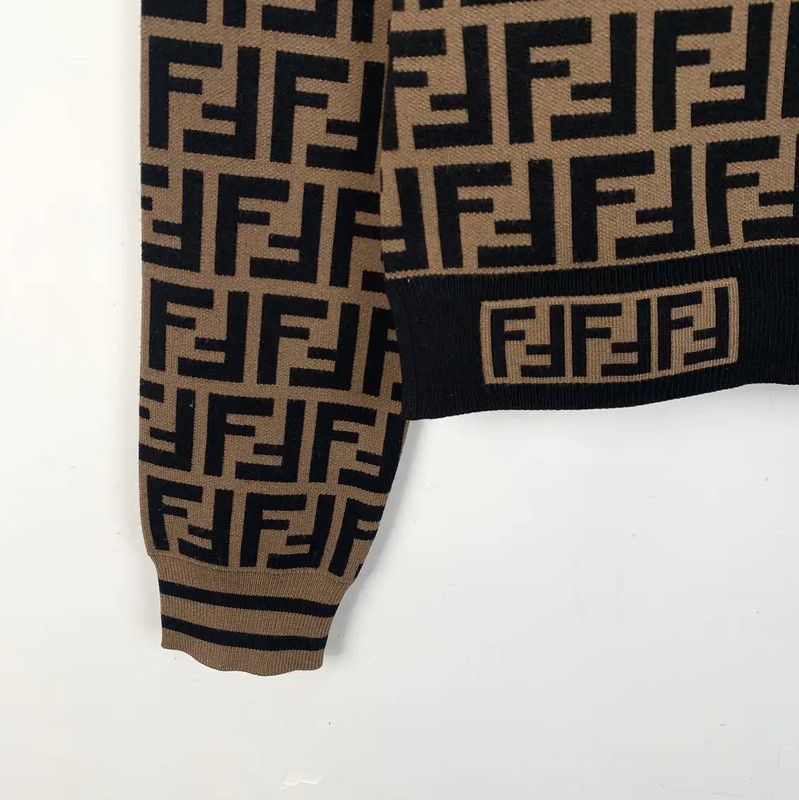 Fendi Fendi Brown Logo Knit Women’s Sweatshirt 0089 Size S / US 4 / IT 40 - 4 Thumbnail