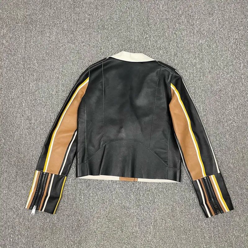 Fendi Fendi Color-Block Leather Women's Jacket 0089 Size M / US 6-8 / IT 42-44 - 3 Thumbnail