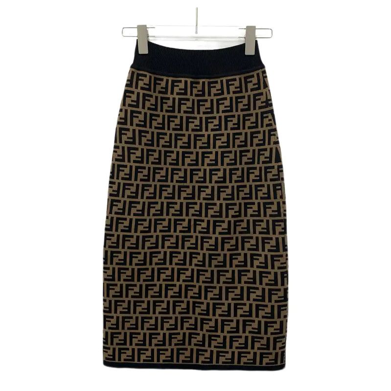 Fendi FENDI Brown Knitted Midi Skirt 0089 Size 23" - 2 Thumbnail