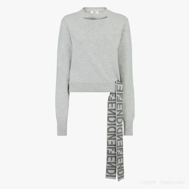 Fendi Fendi Gray Wool Blend Long Sleeve Sweater 0089 Size M / US 6-8 / IT 42-44 - 9 Thumbnail