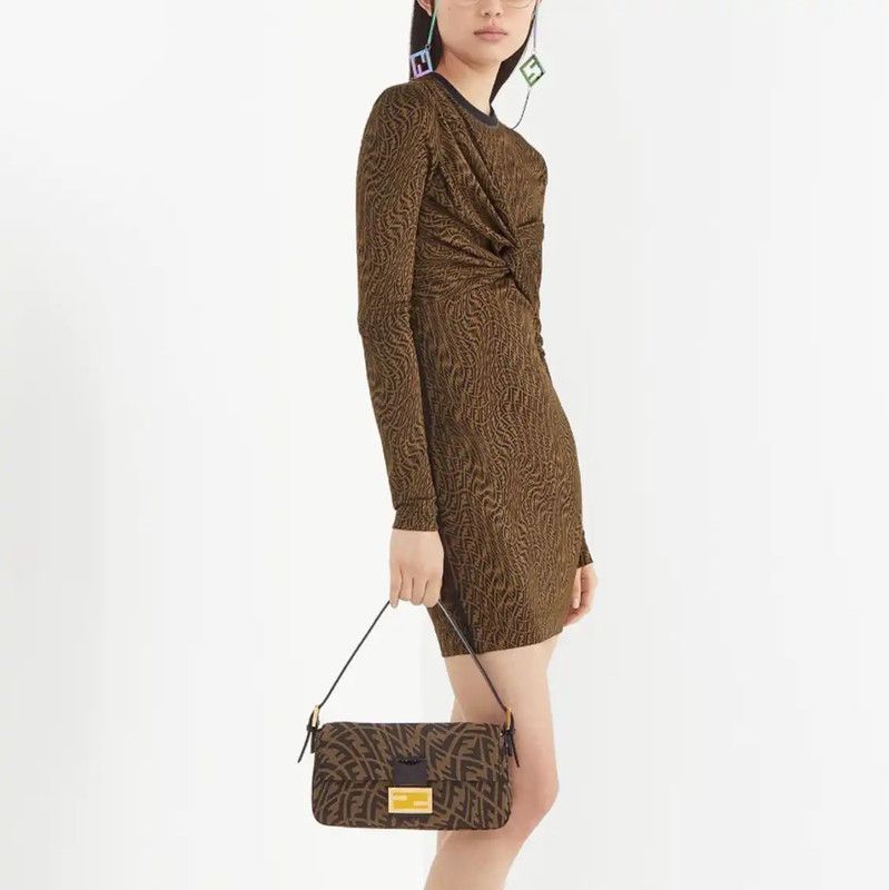 Fendi Fendi Brown Long Sleeve Dress Size S 0089 Size S / US 4 / IT 40 - 9 Thumbnail