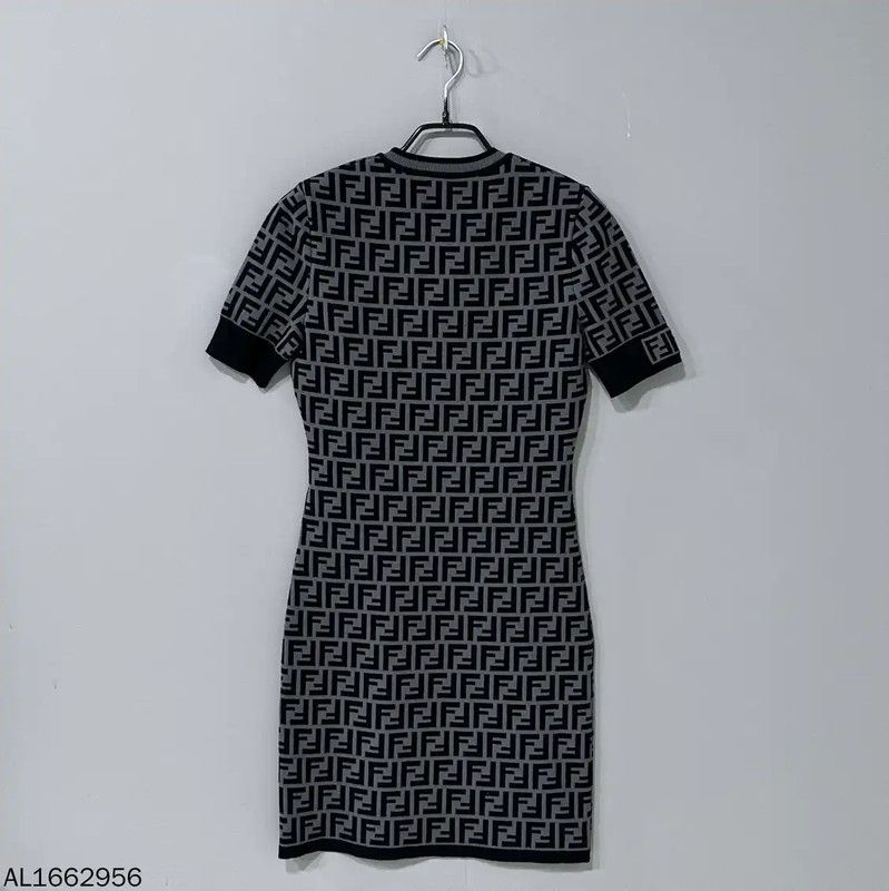 Fendi Fendi Gray Logo Print Women's Dress 0089 Size ONE SIZE - 3 Thumbnail