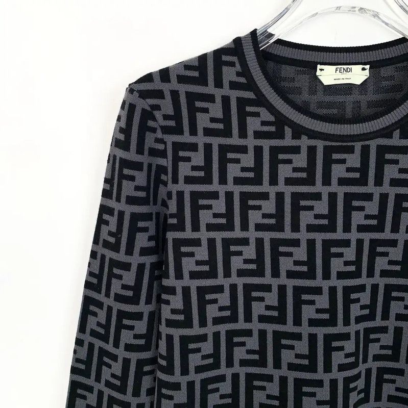 Fendi Fendi Black Gray Knitted Top for Women 0089 Size M / US 6-8 / IT 42-44 - 3 Thumbnail