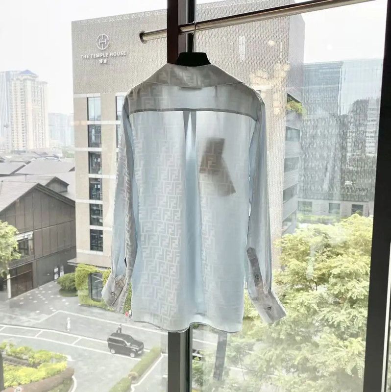Fendi Fendi Light Blue Silk Women's Shirt 0089 Size ONE SIZE - 2 Thumbnail