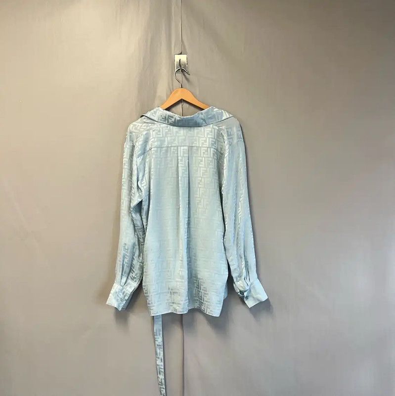 Fendi Fendi Light Blue Cotton Women's Shirt 0089 Size L / US 10 / IT 46 - 2 Thumbnail