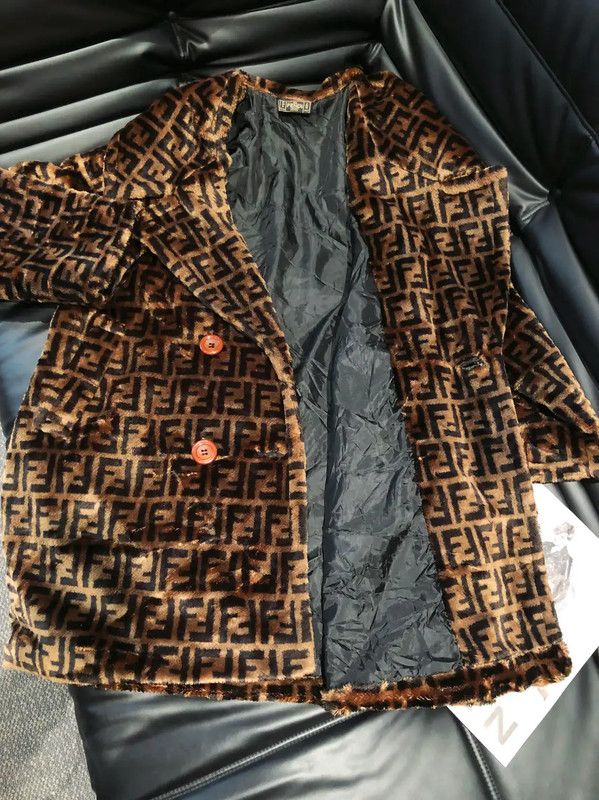 Fendi Fendi Brown Faux Fur Double F Coat 0089 Size M / US 6-8 / IT 42-44 - 3 Thumbnail