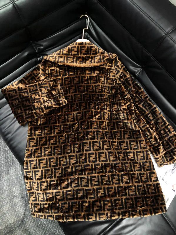 Fendi Fendi Brown Faux Fur Double F Coat 0089 Size M / US 6-8 / IT 42-44 - 2 Thumbnail