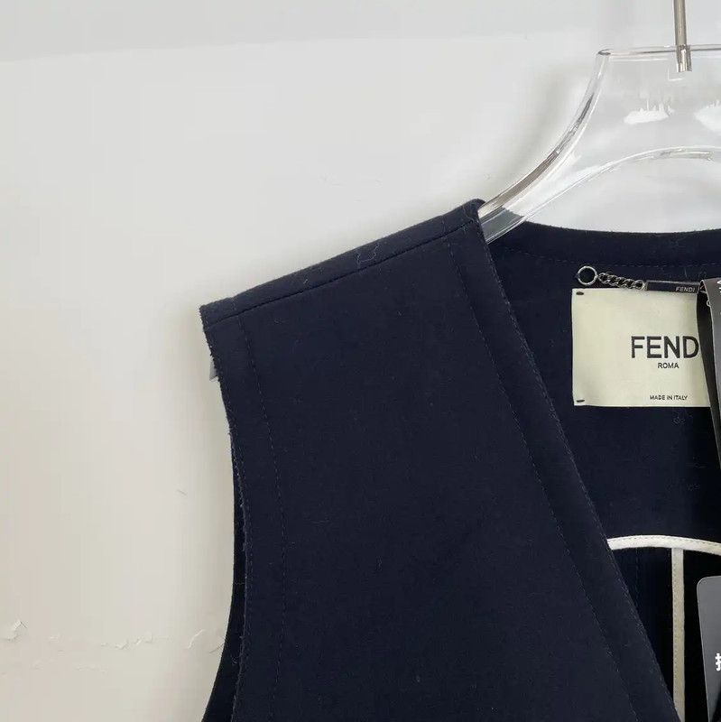 Fendi Fendi Black Wool Women's Jacket with Fur Details 0089 Size M / US 6-8 / IT 42-44 - 3 Thumbnail