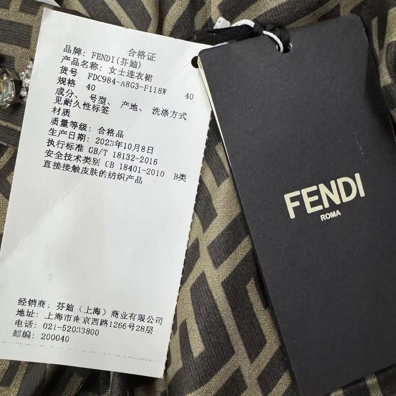 Fendi Fendi Brown Silk Long Sleeve Dress for Women 0089 Size L / US 10 / IT 46 - 8 Thumbnail