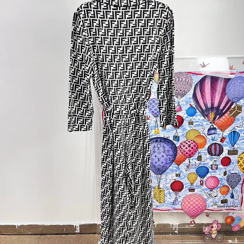 Fendi Fendi Multicolor Silk Dress Size M 0089 Size M / US 6-8 / IT 42-44 - 8 Thumbnail