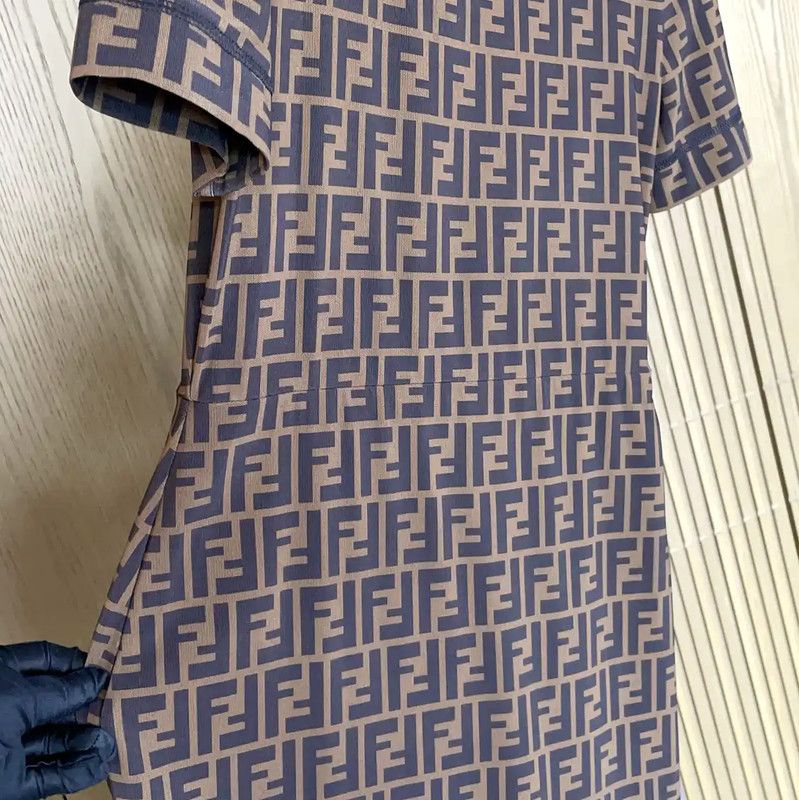 Fendi Fendi Brown Printed Short Sleeve Midi Dress 0089 Size M / US 6-8 / IT 42-44 - 6 Thumbnail