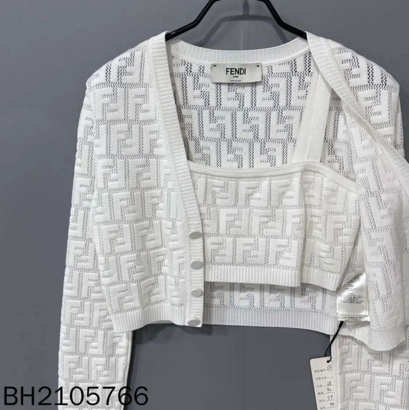 Fendi Fendi White Knitted Cardigan and Top Set 0089 Size ONE SIZE - 4 Thumbnail