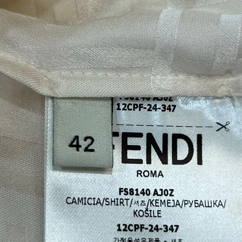 Fendi Fendi Women's Silk Long Sleeve Shirt in White 0089 Size L / US 10 / IT 46 - 6 Thumbnail