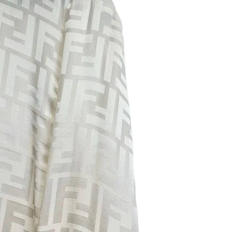 Fendi Fendi Women's Silk Long Sleeve Shirt in White 0089 Size L / US 10 / IT 46 - 3 Thumbnail