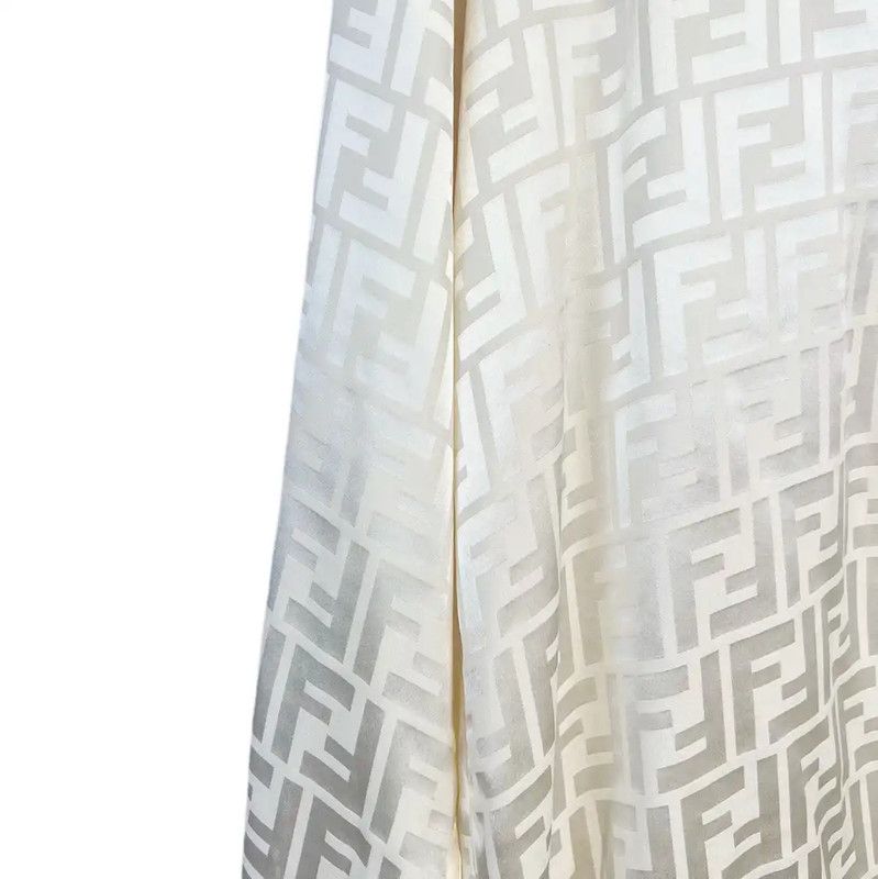 Fendi Fendi Women's Silk Long Sleeve Shirt in White 0089 Size L / US 10 / IT 46 - 4 Thumbnail